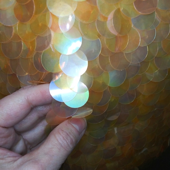 Vintage 80's Black Tie Oleg Cassini Peach Spangled "Mermaid" Cocktail Dress - Picture 10 of 13